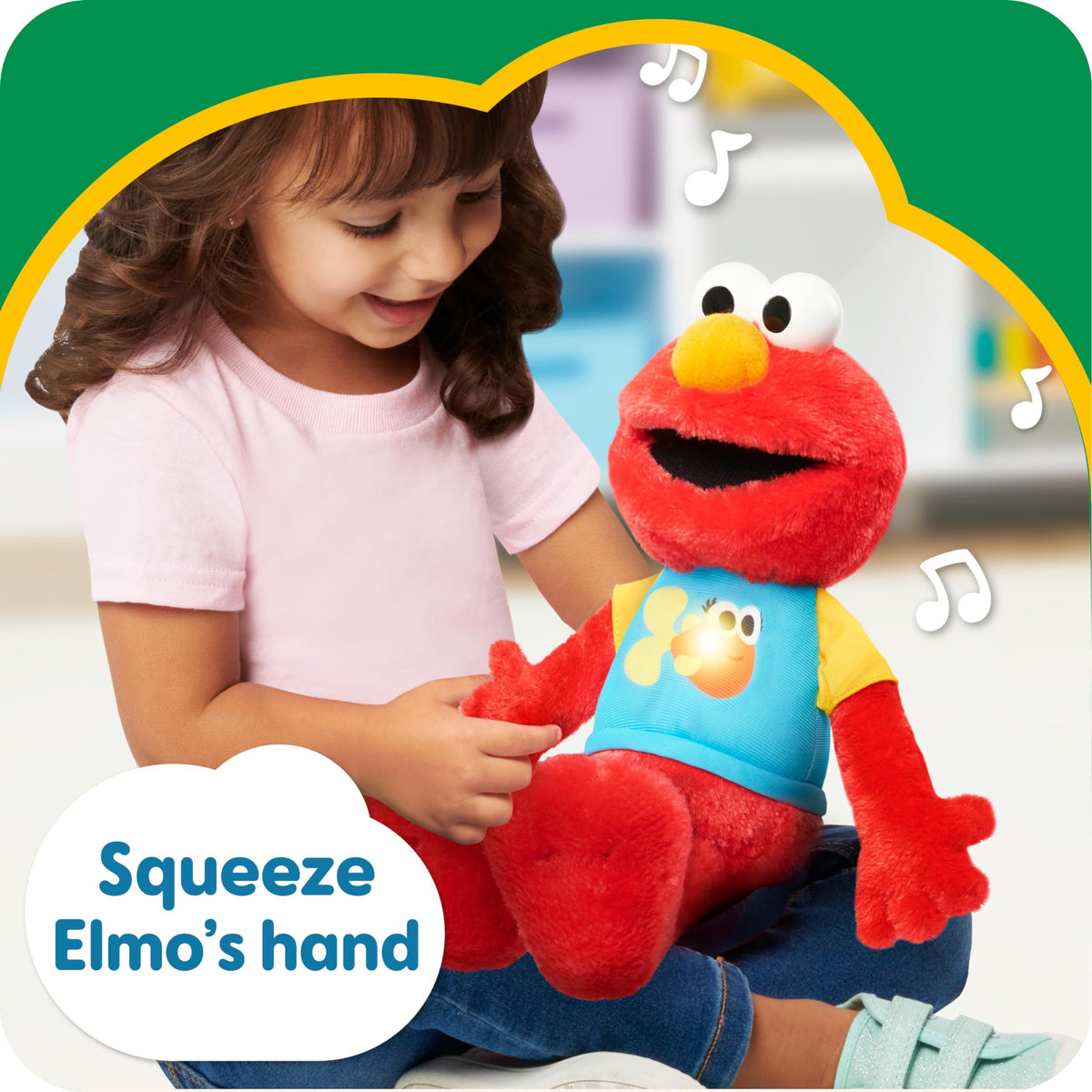 Sesame Street Elmo plush with batteries included for immediate use.