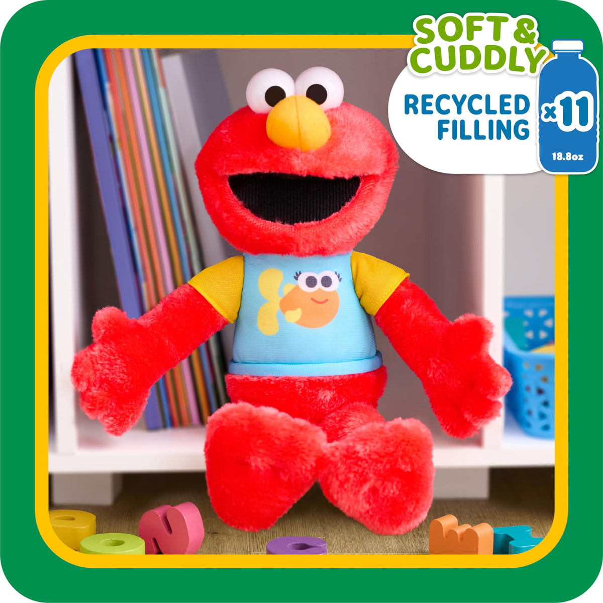 Elmo wearing bright goldfish Dorothy T-shirt encourages imaginative play.