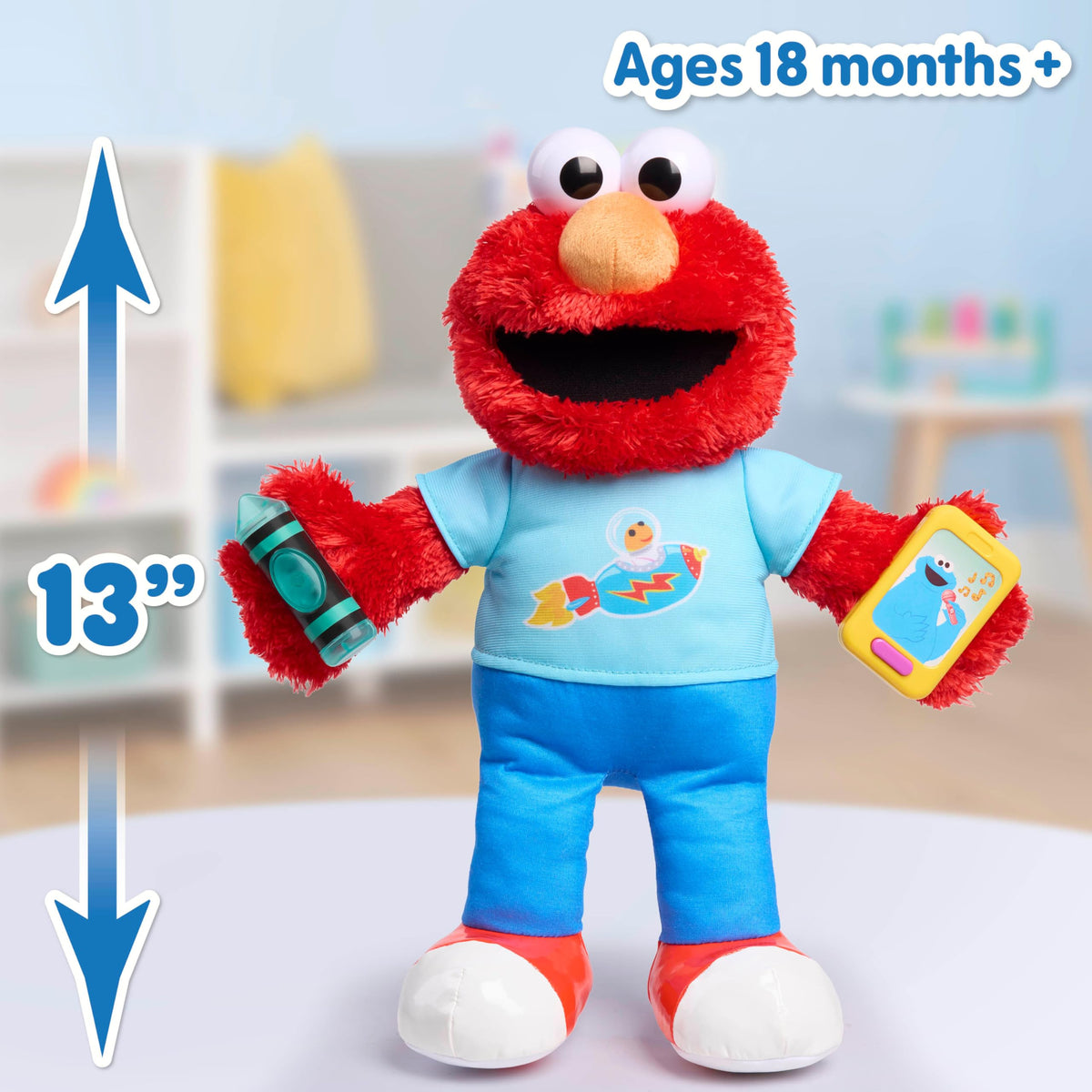Sesame Street Elmo crayon light-up feature talks about colors.