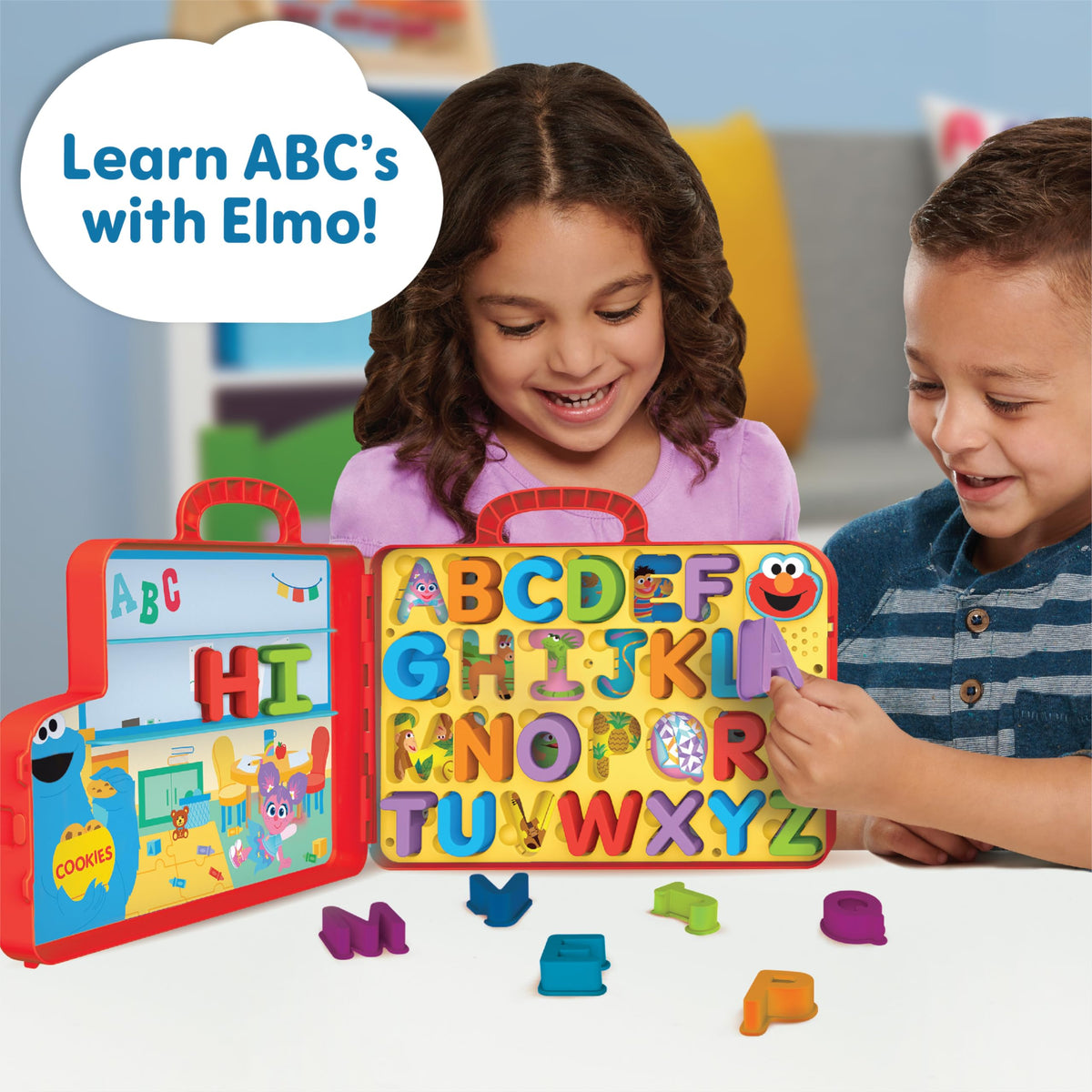 Compact bus with a handle for portable learning sessions.