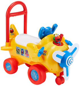 Sesame Street Elmo ride-on plane front view promotes imaginative, safe indoor play.