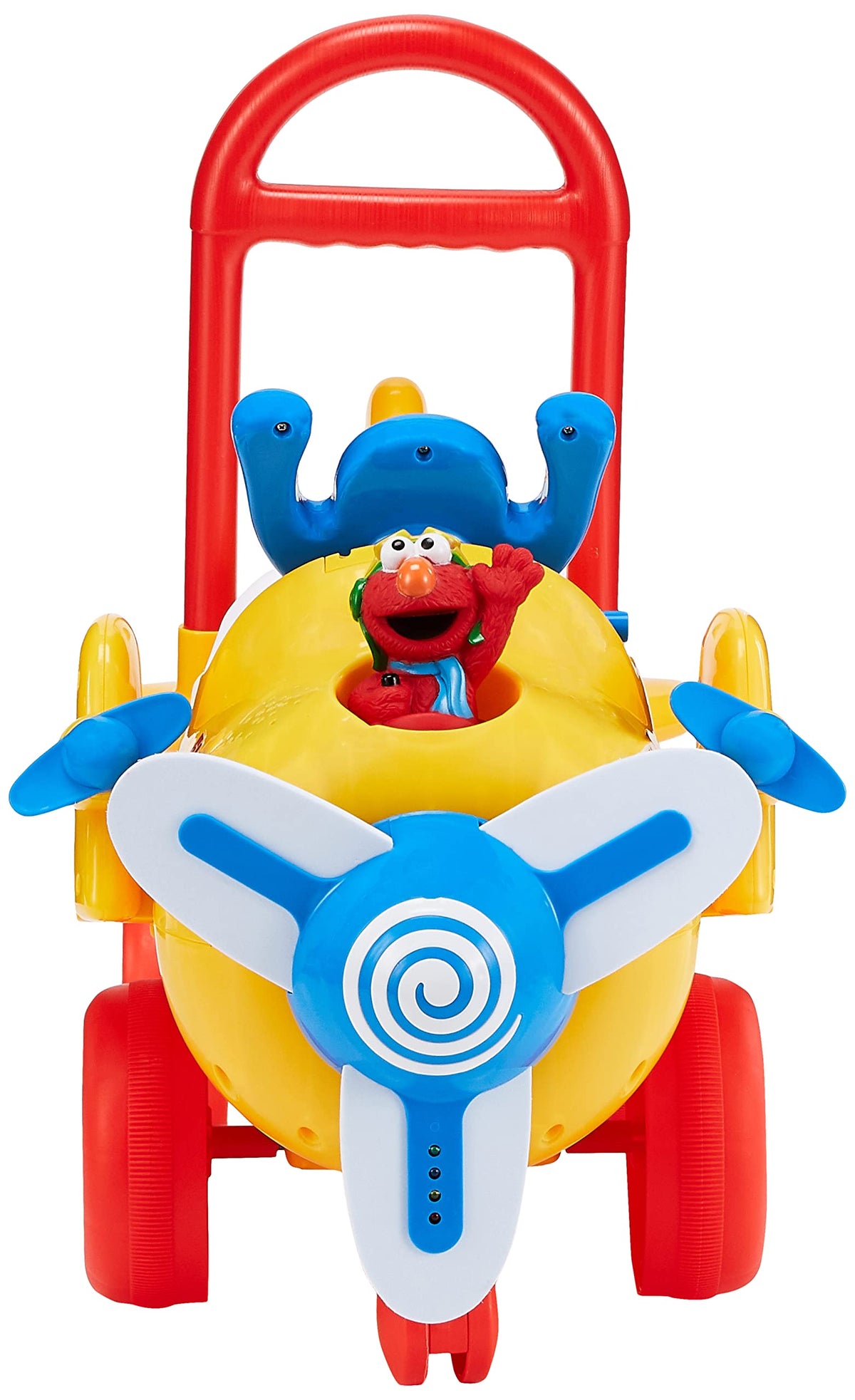 Sesame Street Elmo ride-on propeller lights demonstrates interactive light patterns for cause-and-effect play.