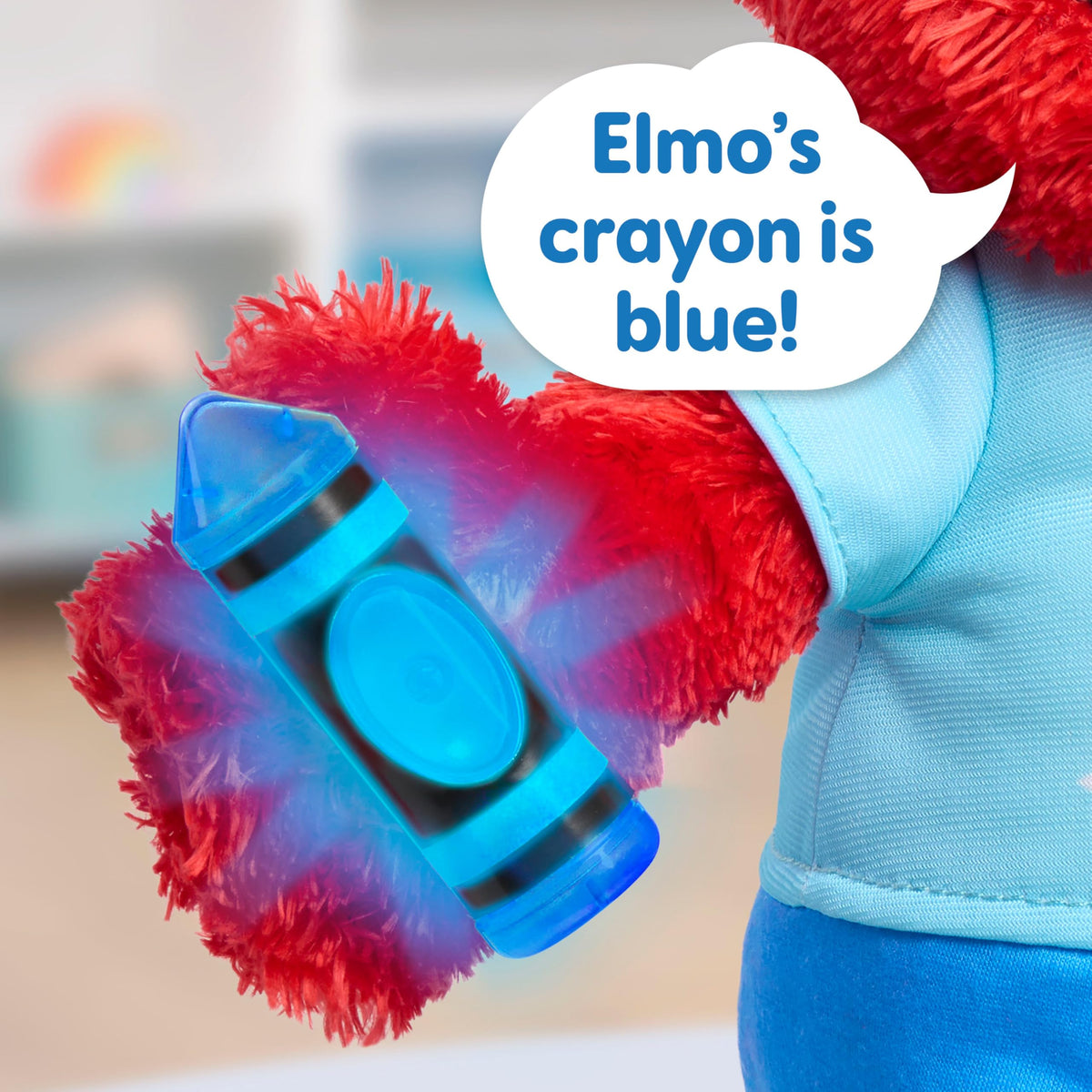 Sesame Street Elmo soft plush with recycled fill for cozy play.
