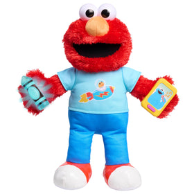 Sesame Street Learning Elmo interactive plush toy with lights and phrases for early learning.