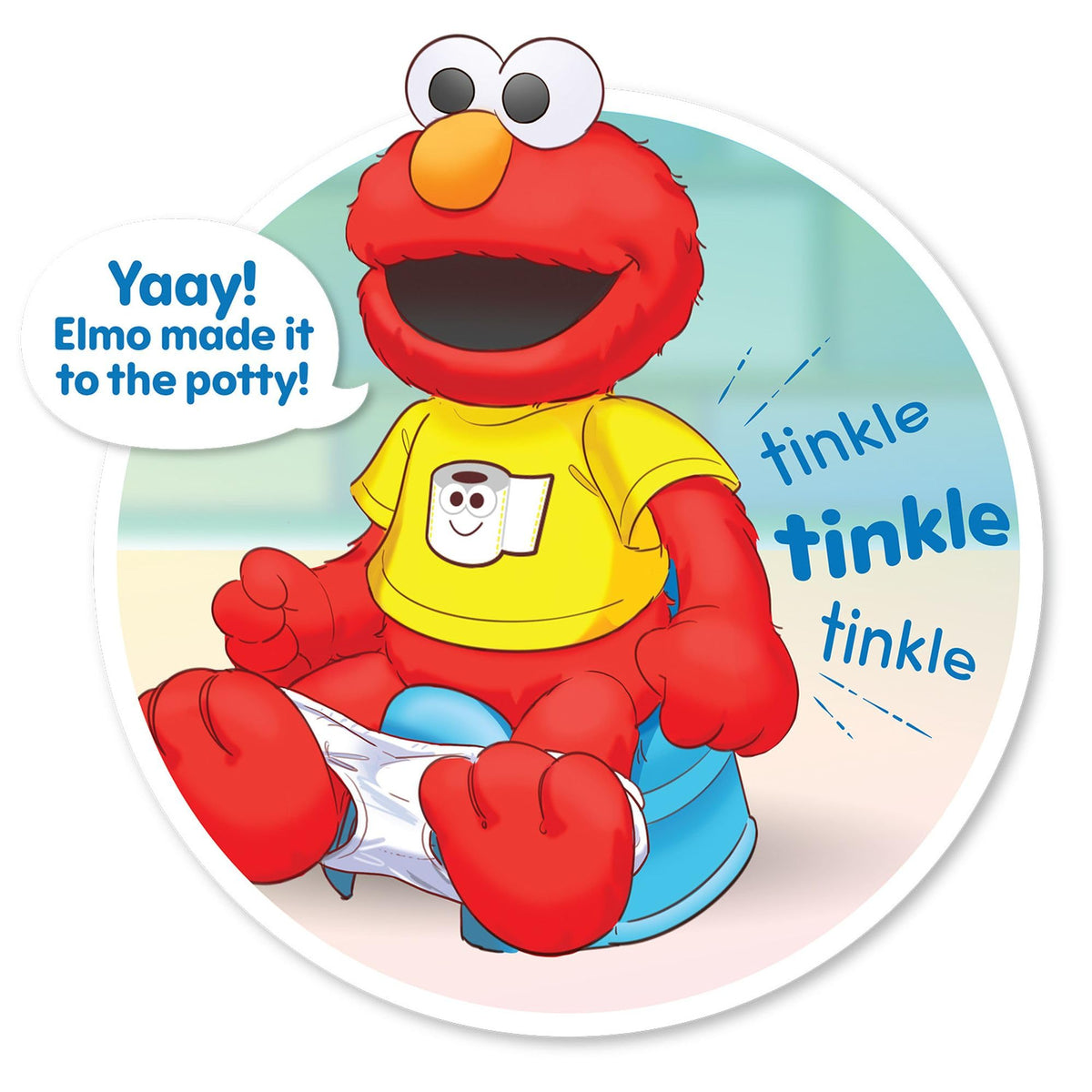 Sesame Street Potty Time Elmo training potty used during pretend potty routine.