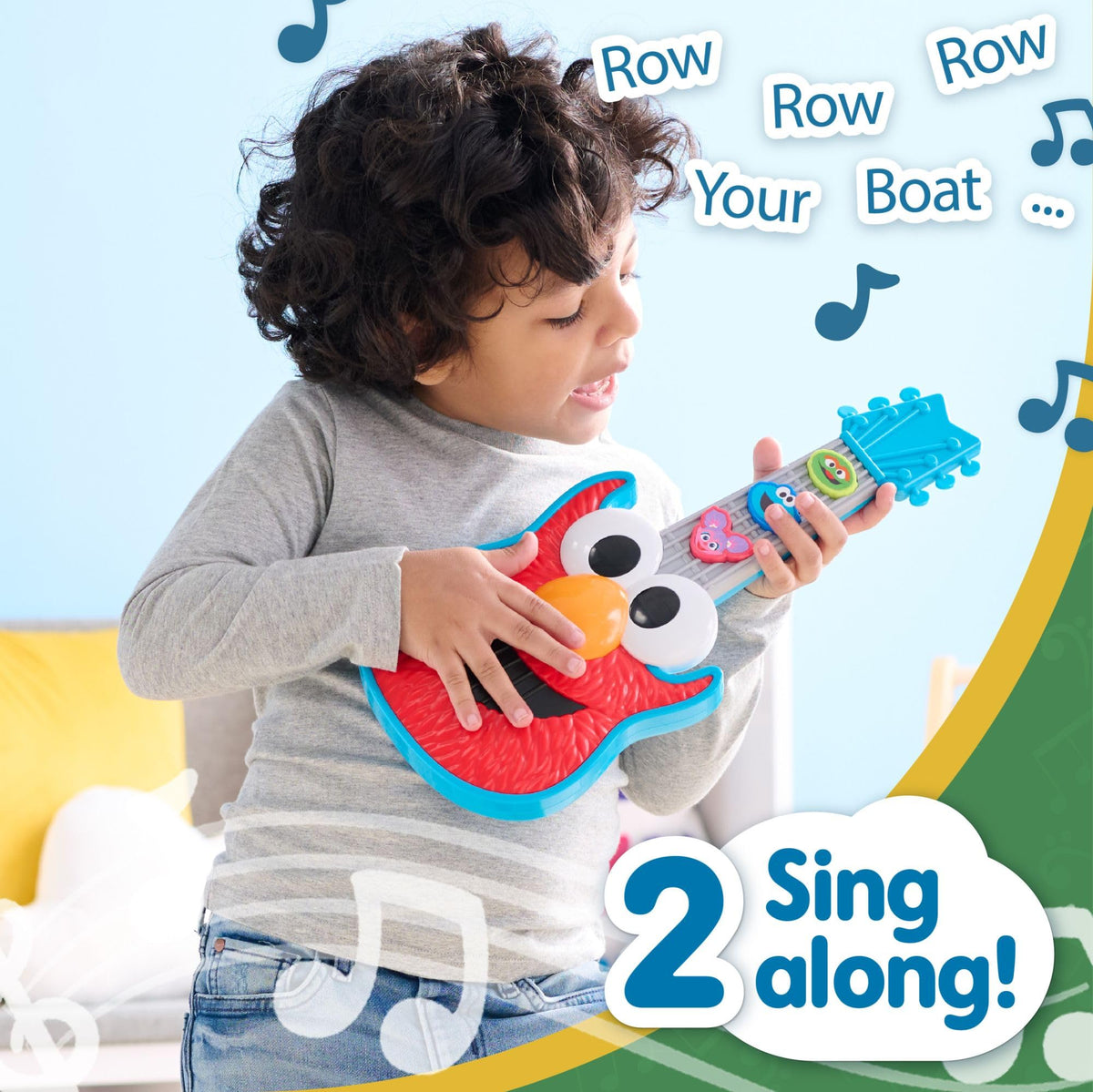 Sesame Street Rock with Elmo Guitar nose lights up to the beat.