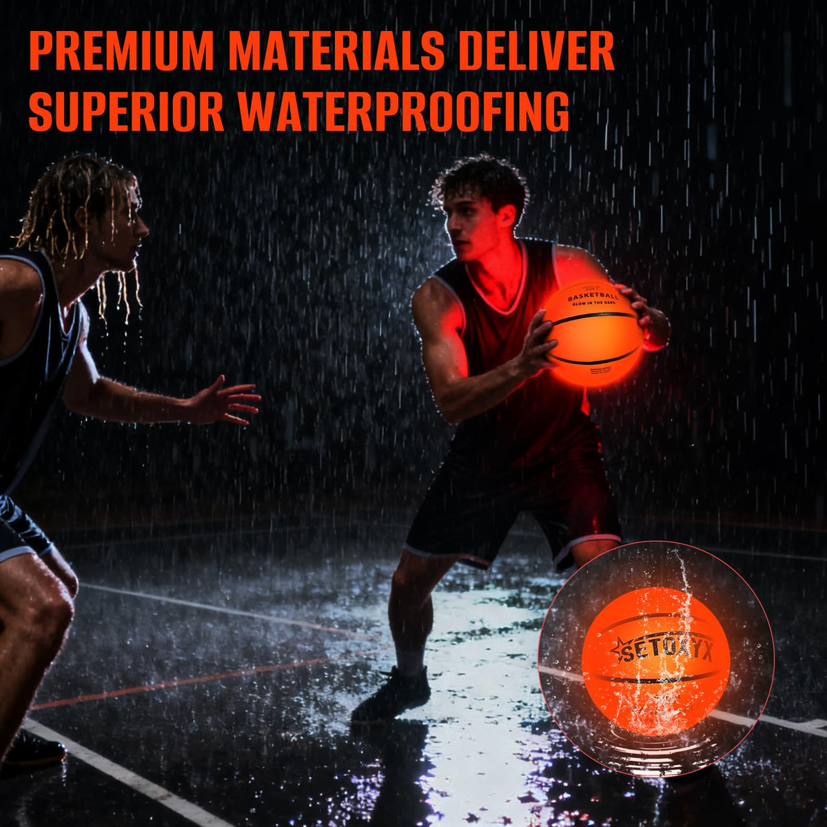 SETOXYX glow-in-the-dark basketball includes three pre-installed and six spare batteries