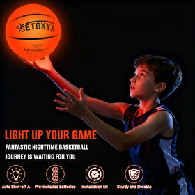 SETOXYX glow-in-the-dark basketball glowing brightly for outdoor night games