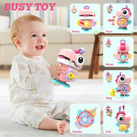Seveclotree tissue box toy engaging sensory exploration with colors and sounds.