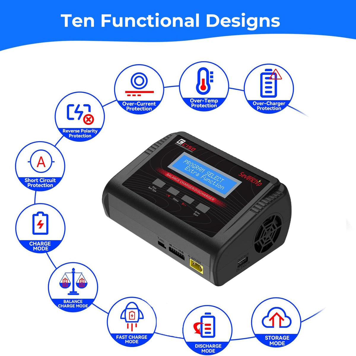 Sevenchip LiPo charger LCD display for real-time status monitoring