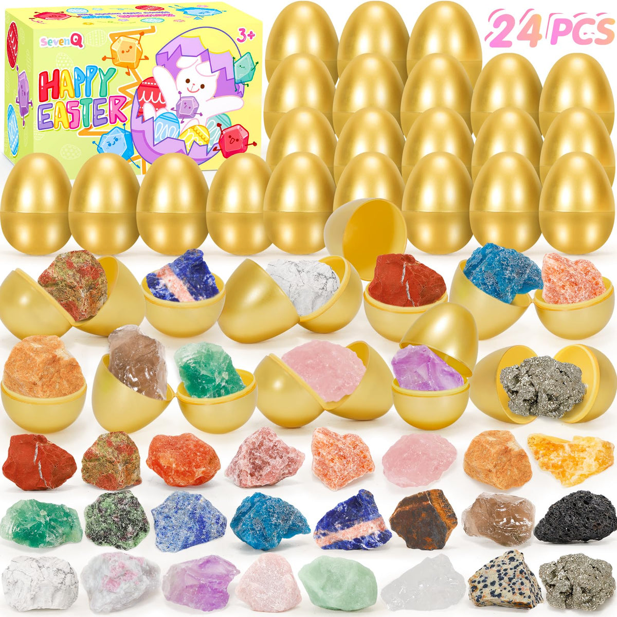 SevenQ Easter eggs with crystal gems for colorful egg hunts