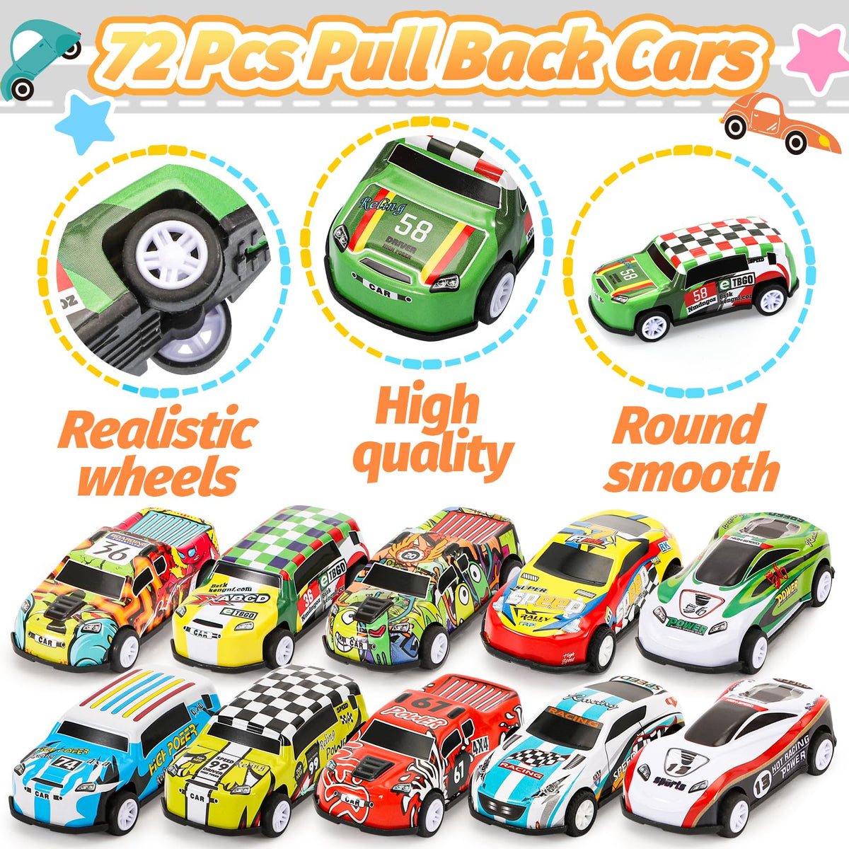 SevenQ mini cars 2.7 inches easy for small hands to grip
