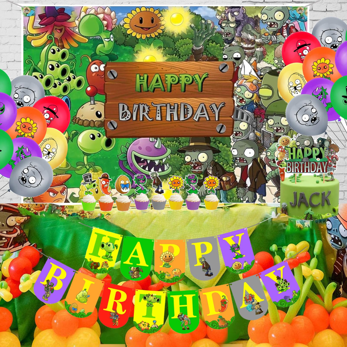 SEWALU zombie theme party set creates a cohesive decor look.