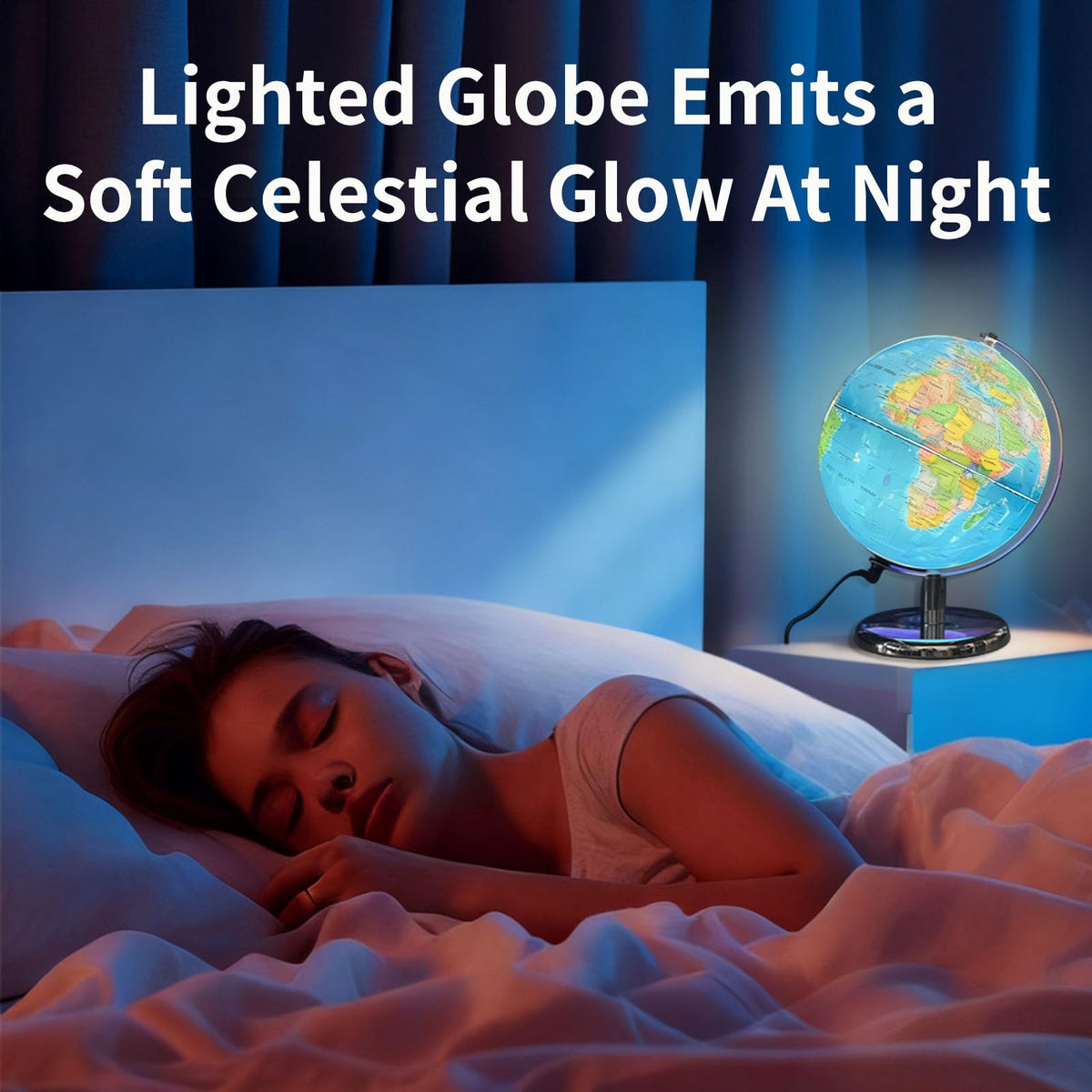 Sexacohu 8-inch illuminated globe uses non-toxic materials for safe handling.