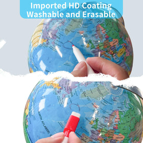 Sexacohu rewritable surface globe lets kids write and erase notes.