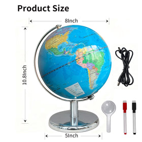 Sexacohu globe with stable metal base provides smooth rotation during study.