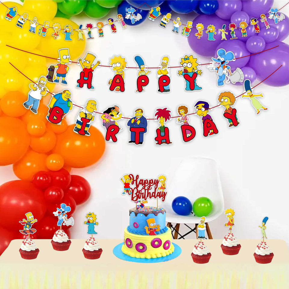 Seyal brt-simpson banner with vibrant birthday decor for photos