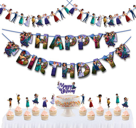 Seyal Encato banner decor creates a magical party backdrop for photos.