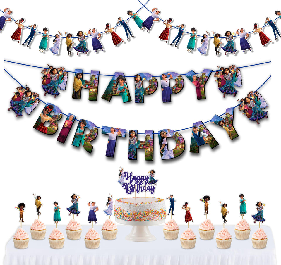 Seyal Encato banner decor creates a magical party backdrop for photos.
