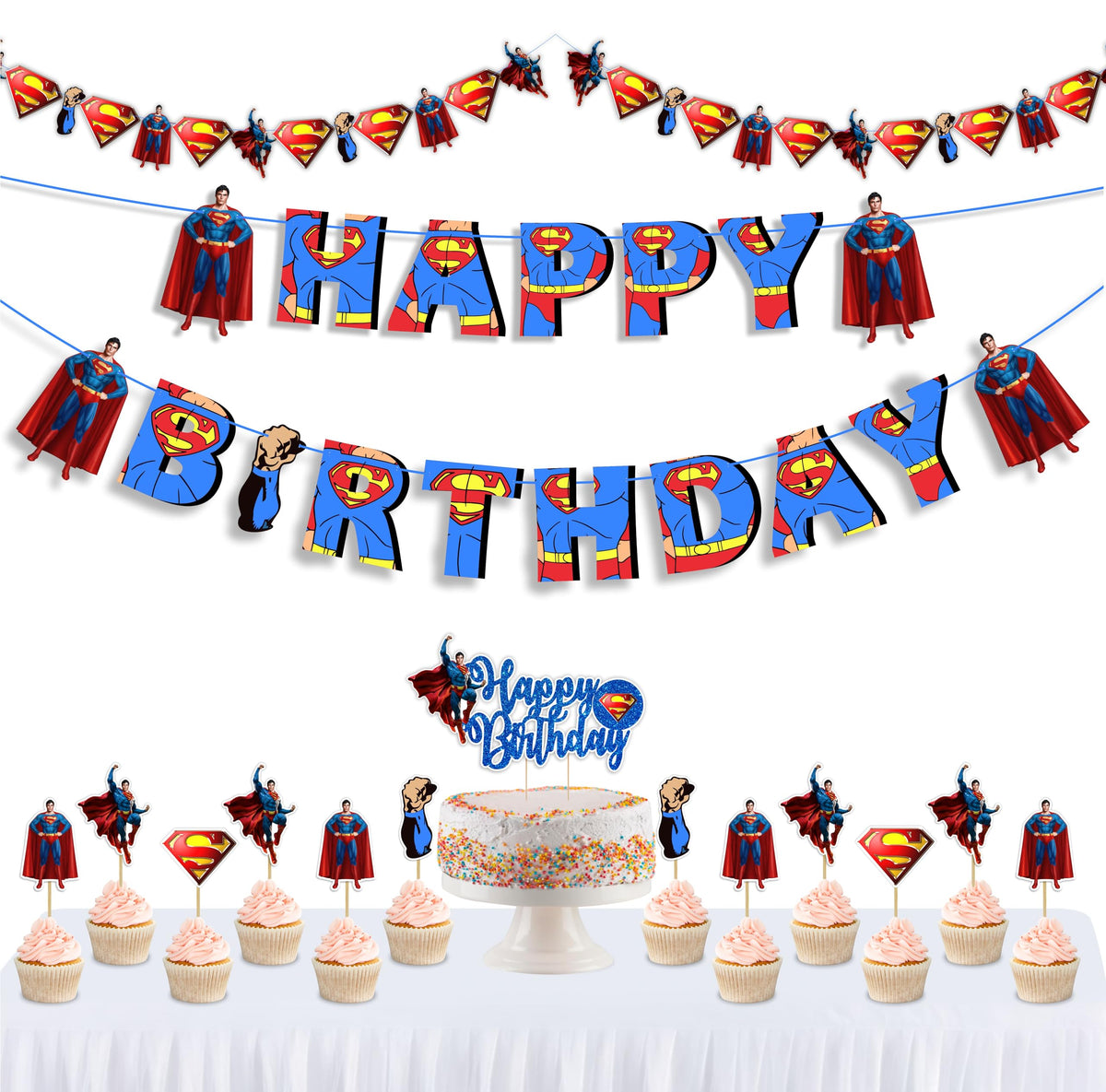 Seyal Suprmn banner for Happy Birthday enhances superhero party visuals