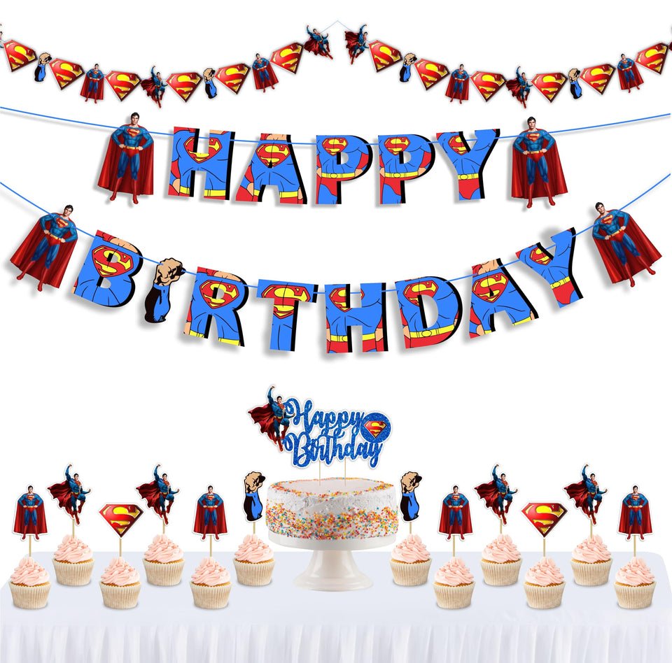 Seyal Suprmn banner for Happy Birthday enhances superhero party visuals