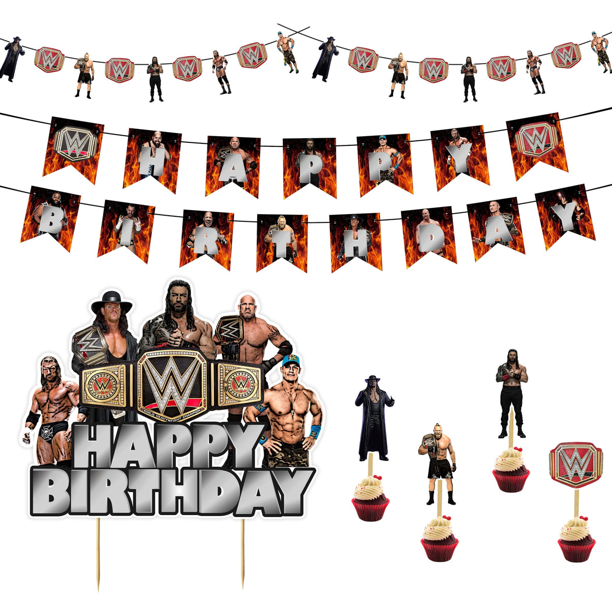 Seyal WWWE banner for wrestling party backdrop and photo moments.