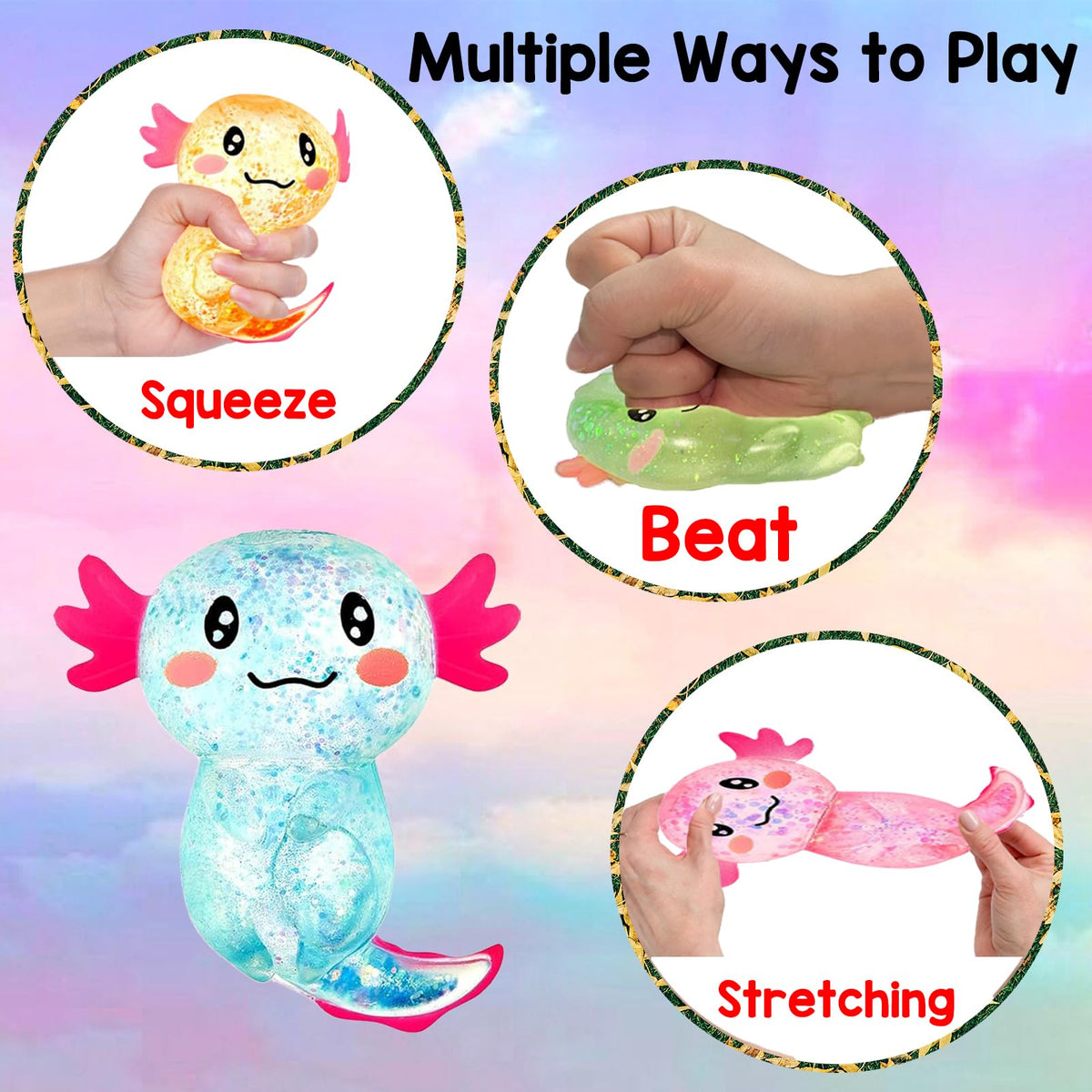 Sezua axolotl squishy orange designed for sensory play and relief