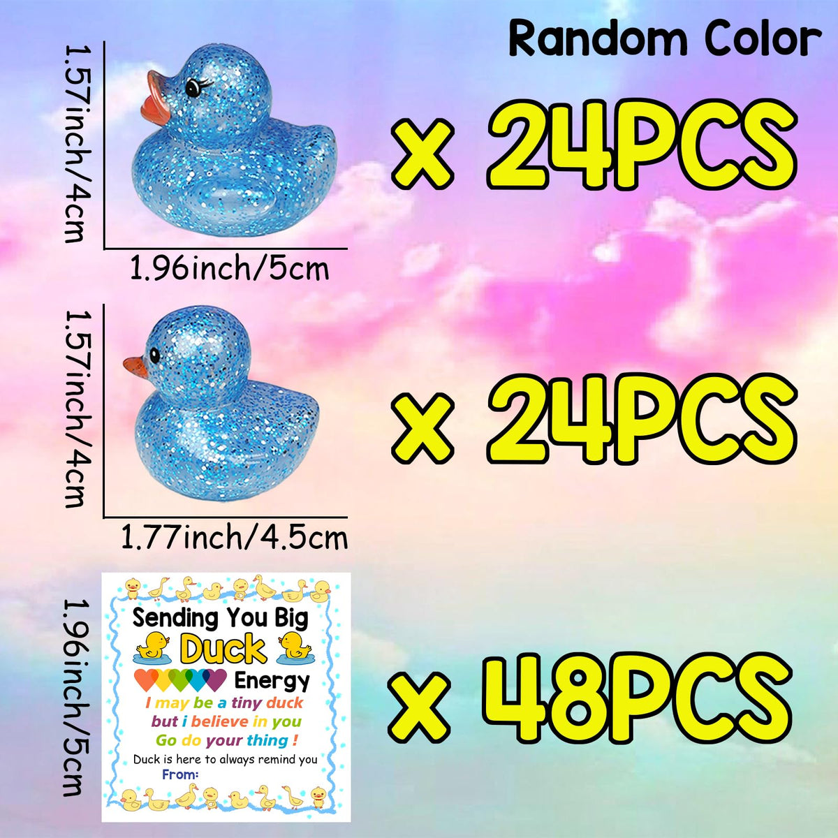 Sezua glitter ducks come neatly packaged for easy gifting and events.