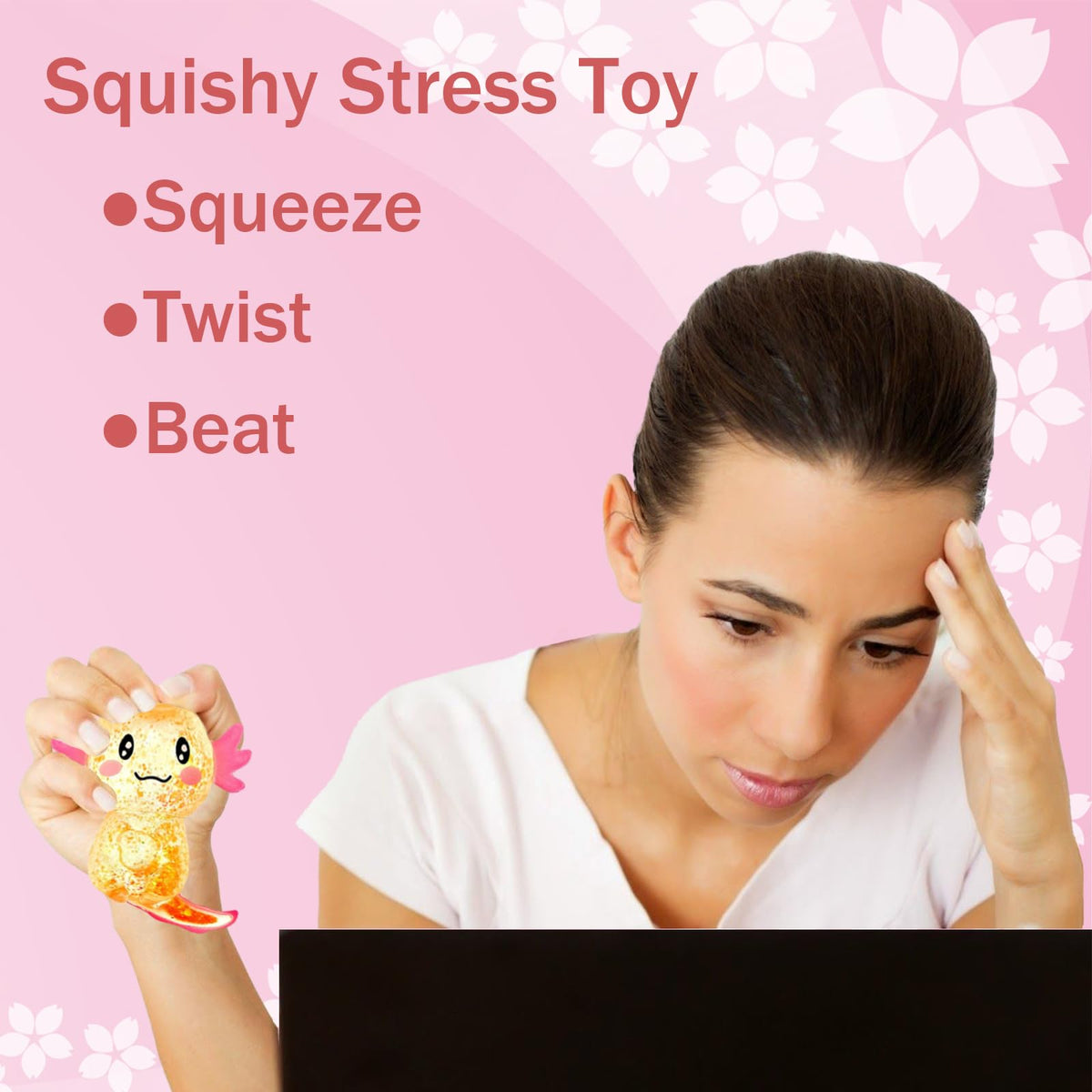 Sezua squishy stress ball rabbit glitter-detail emphasizing satisfying squeeze and mood support.