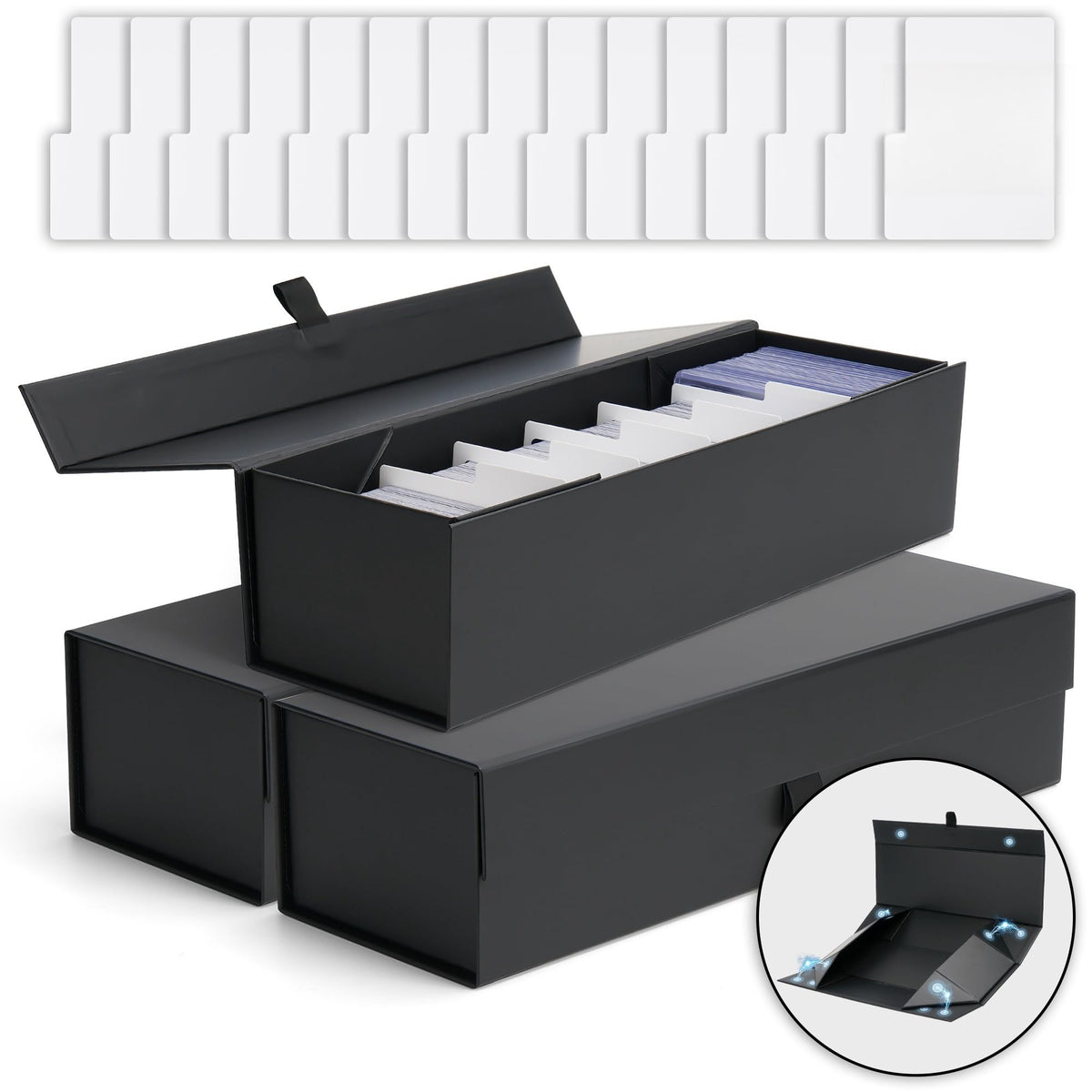 SFSOC 3Pack magnetic card box front view for organized trading card storage