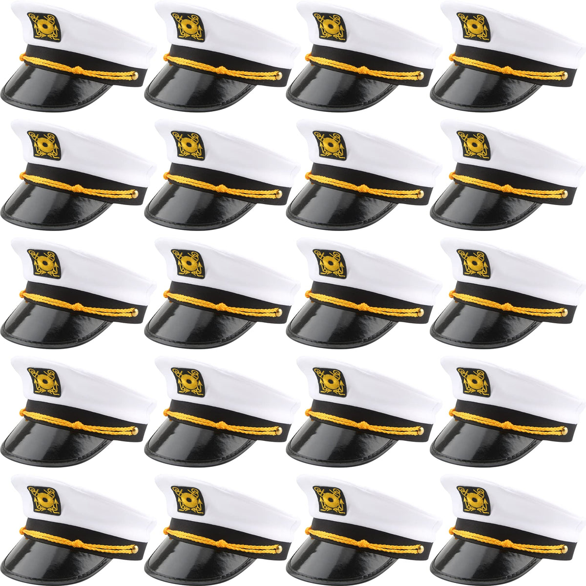 SGBETTER captain hat white front view with gold embroidery, ideal for nautical cosplay