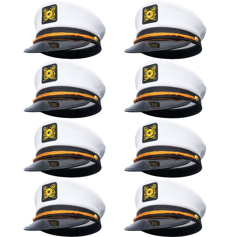 SGBETTER captain hat 8-pack, ideal nautical accessory for themed parties and costumes.
