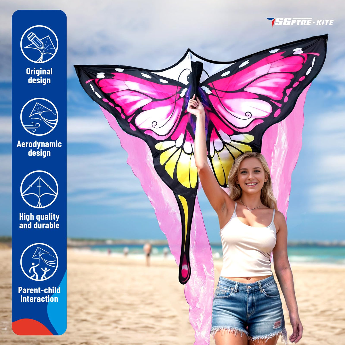 SGftre beach kite pink, ideal for family time on the shore