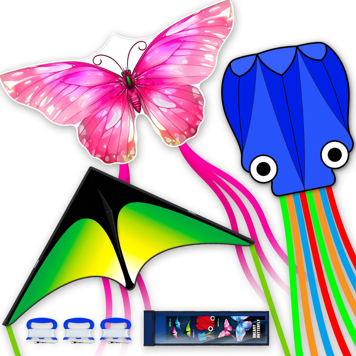 SGftre delta butterfly kite in green gradient for easy family fly.