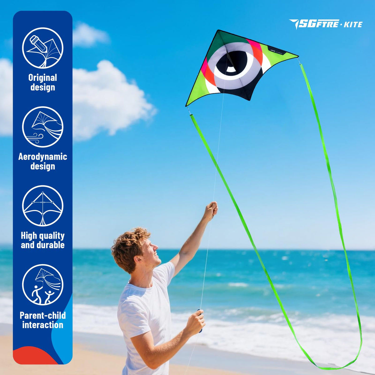 SGftre Delta Kite on beach capturing joyful moments and steady flights
