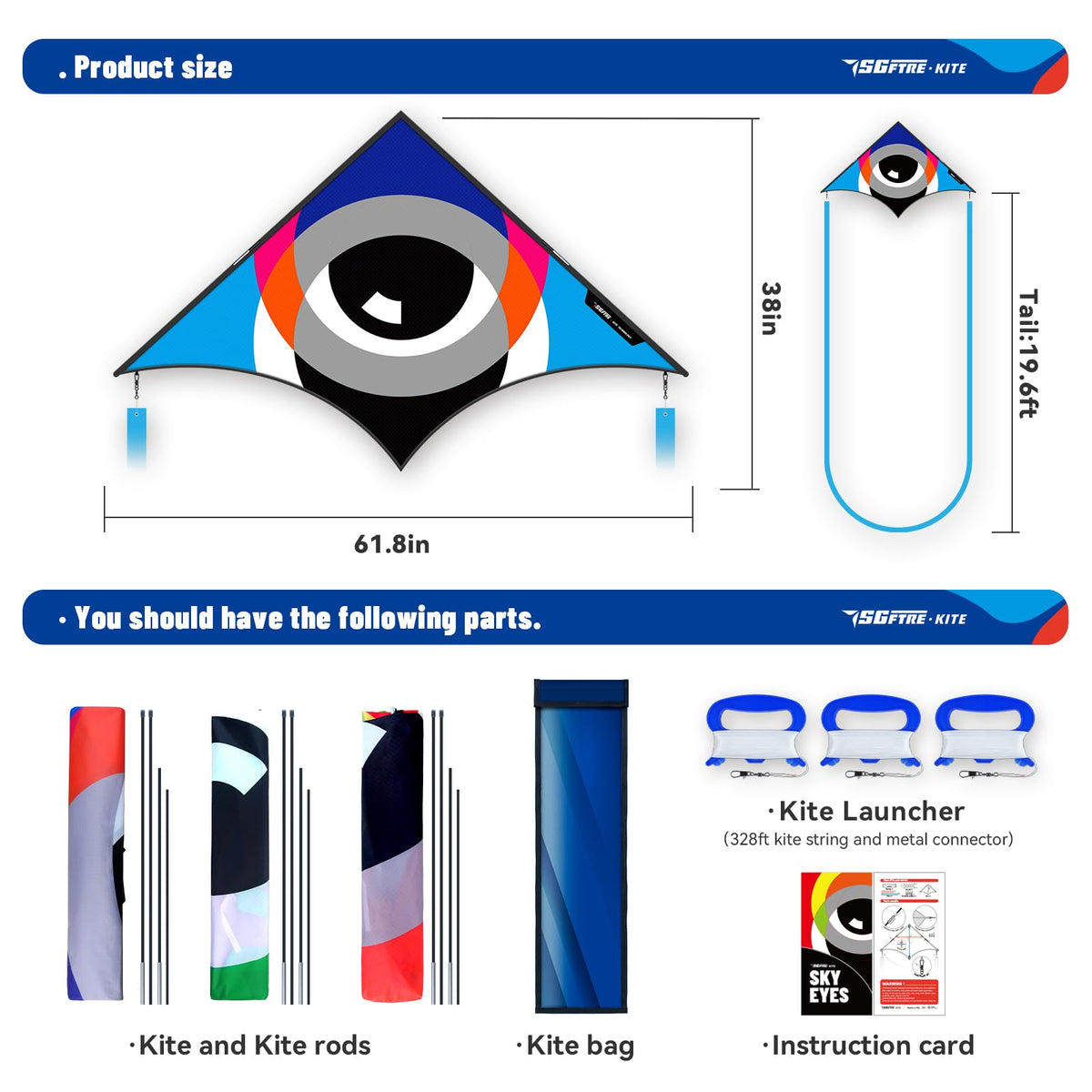 SGftre Delta Kite blue color ideal for sunny beach days