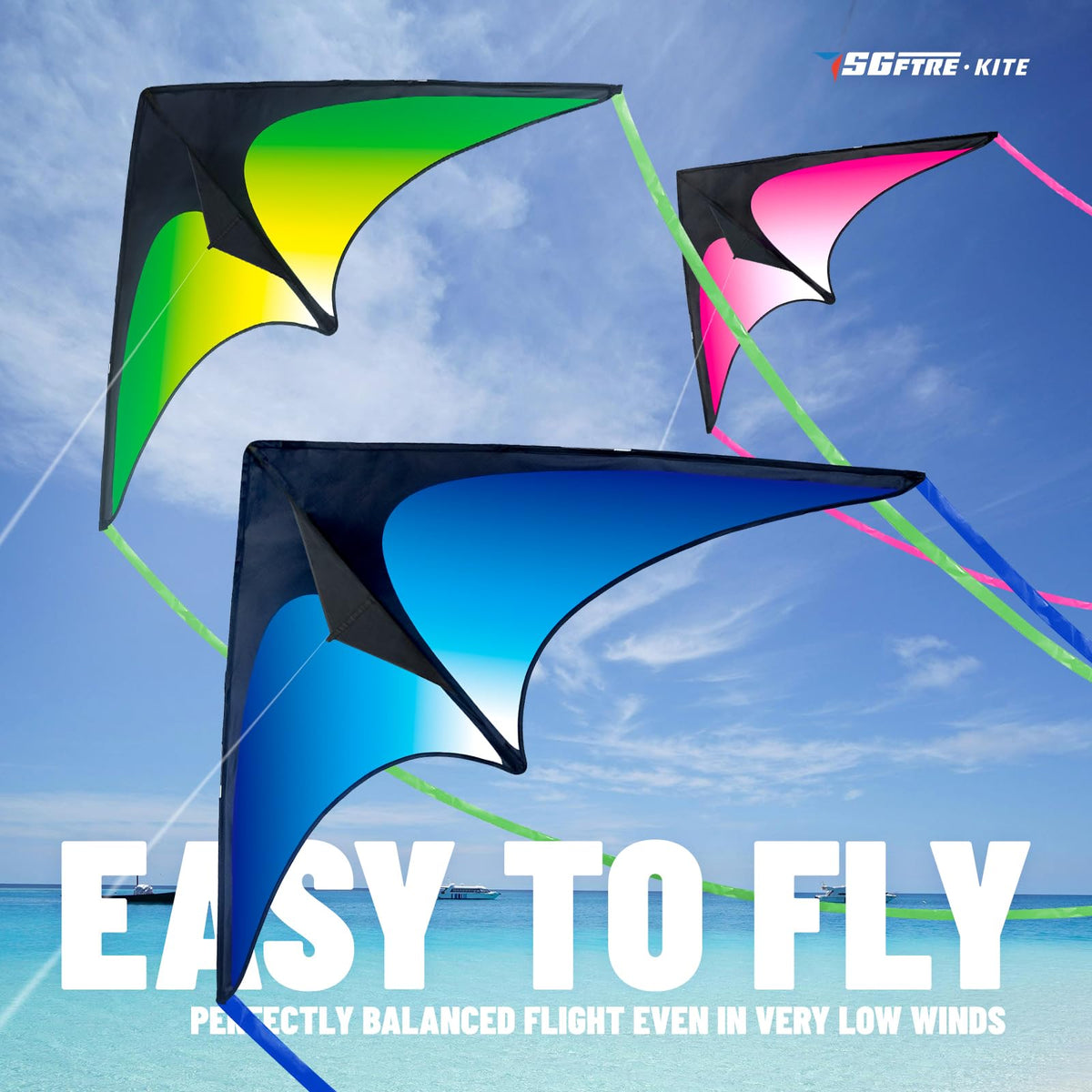 SGftre Delta Kite delta shape in flight with easy launch