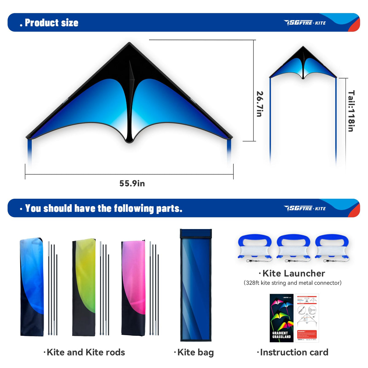 SGftre Delta Kite features durable materials for long lasting outdoor flights