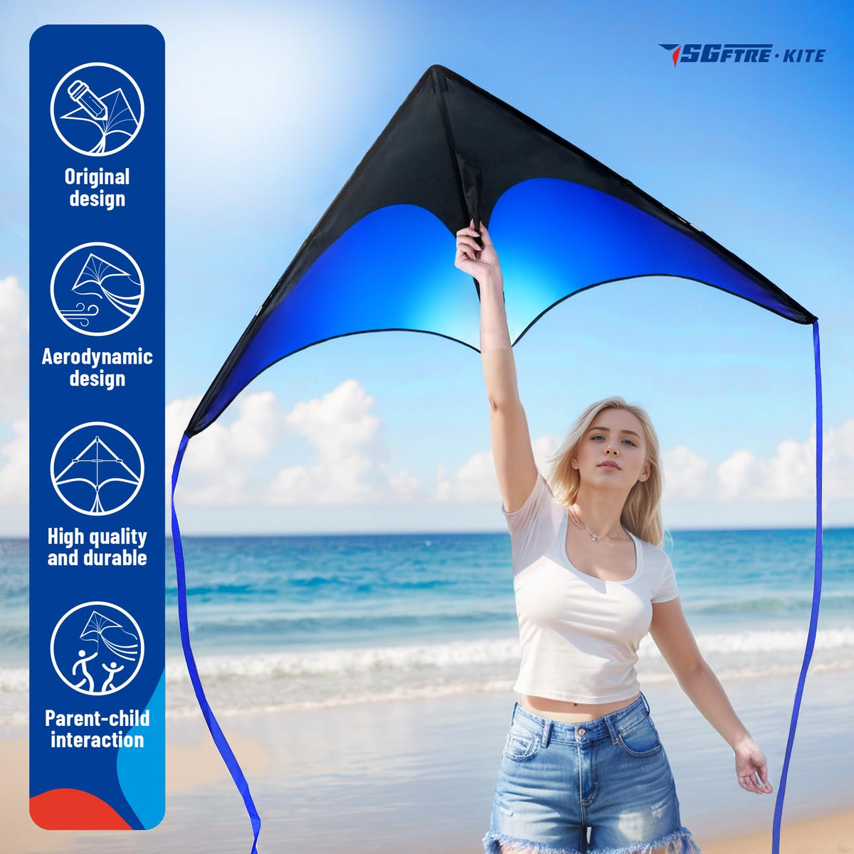 SGftre Delta Kite durable materials endure outdoor use at the beach or park.