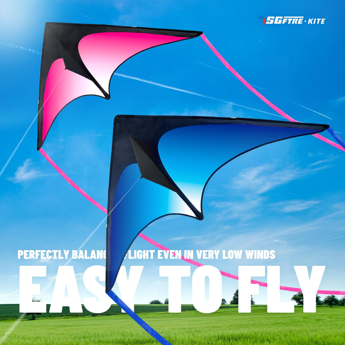 SGftre Delta Kite easy-setup kit, quick family play on windy days.