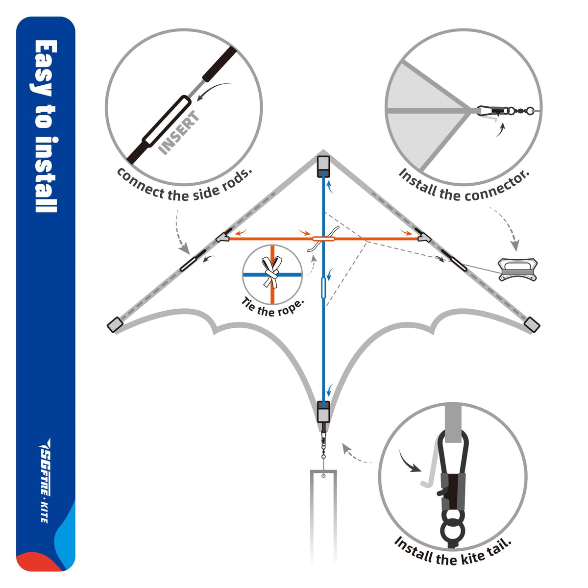 SGftre Delta Kite easy-to-fly design enables quick setup and launches.