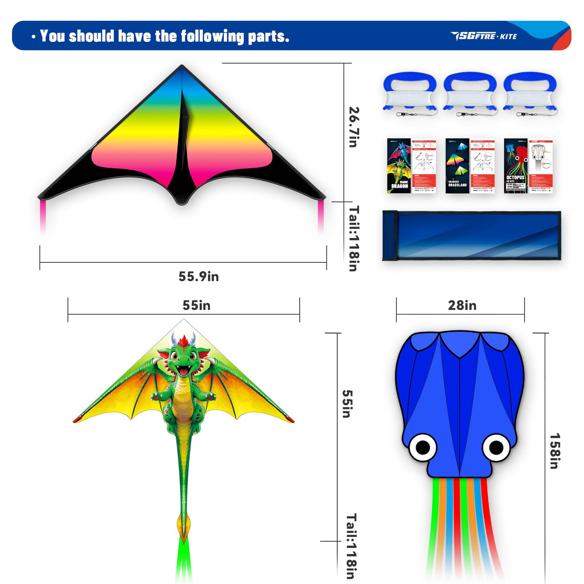SGftre Delta kite launch simple with tangle-free lines.