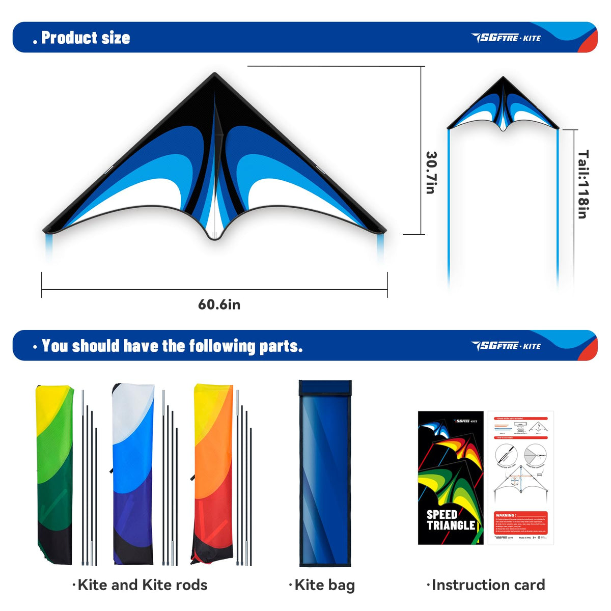 SGftre delta kite set ideal for parks and beaches with family