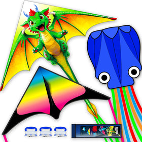 SGftre Green Dragon kite in flight, a colorful outdoor option for family fun.