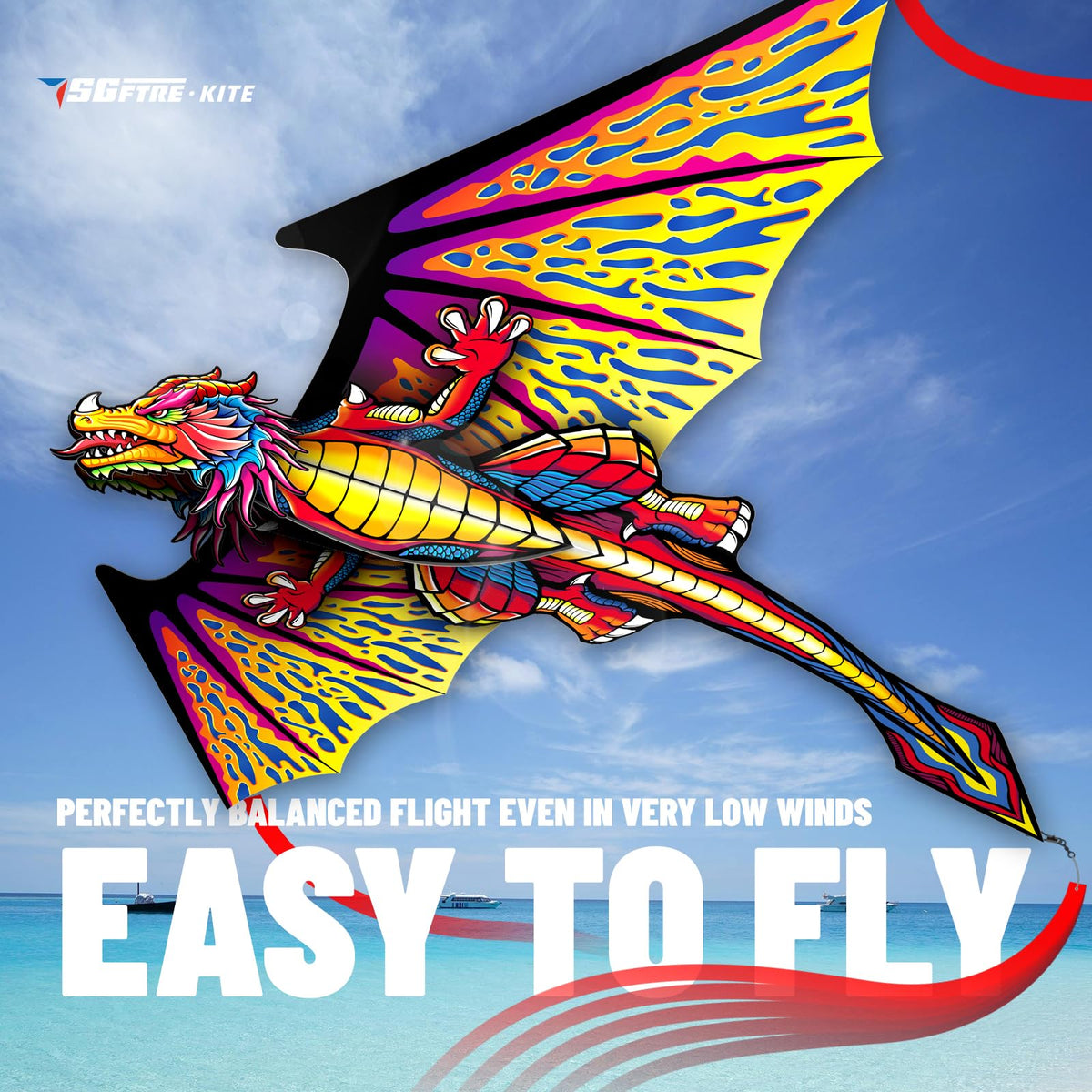 SGftre kite handle and line offering smooth control for kids and beginners