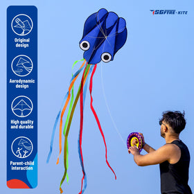 SGftre octopus blue kite offers playful shape for sky fun.