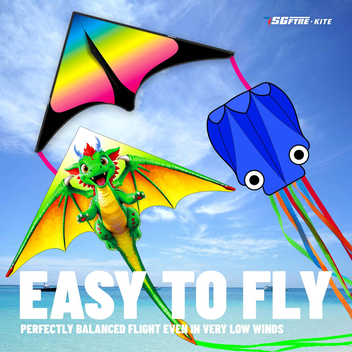 SGftre Octopus Blue kite, playful design ideal for park adventures.
