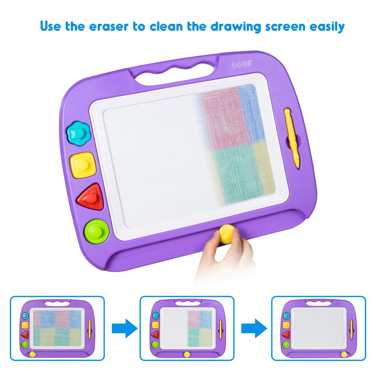 SGILE drawing board safety features with BPA free materials and rounded edges