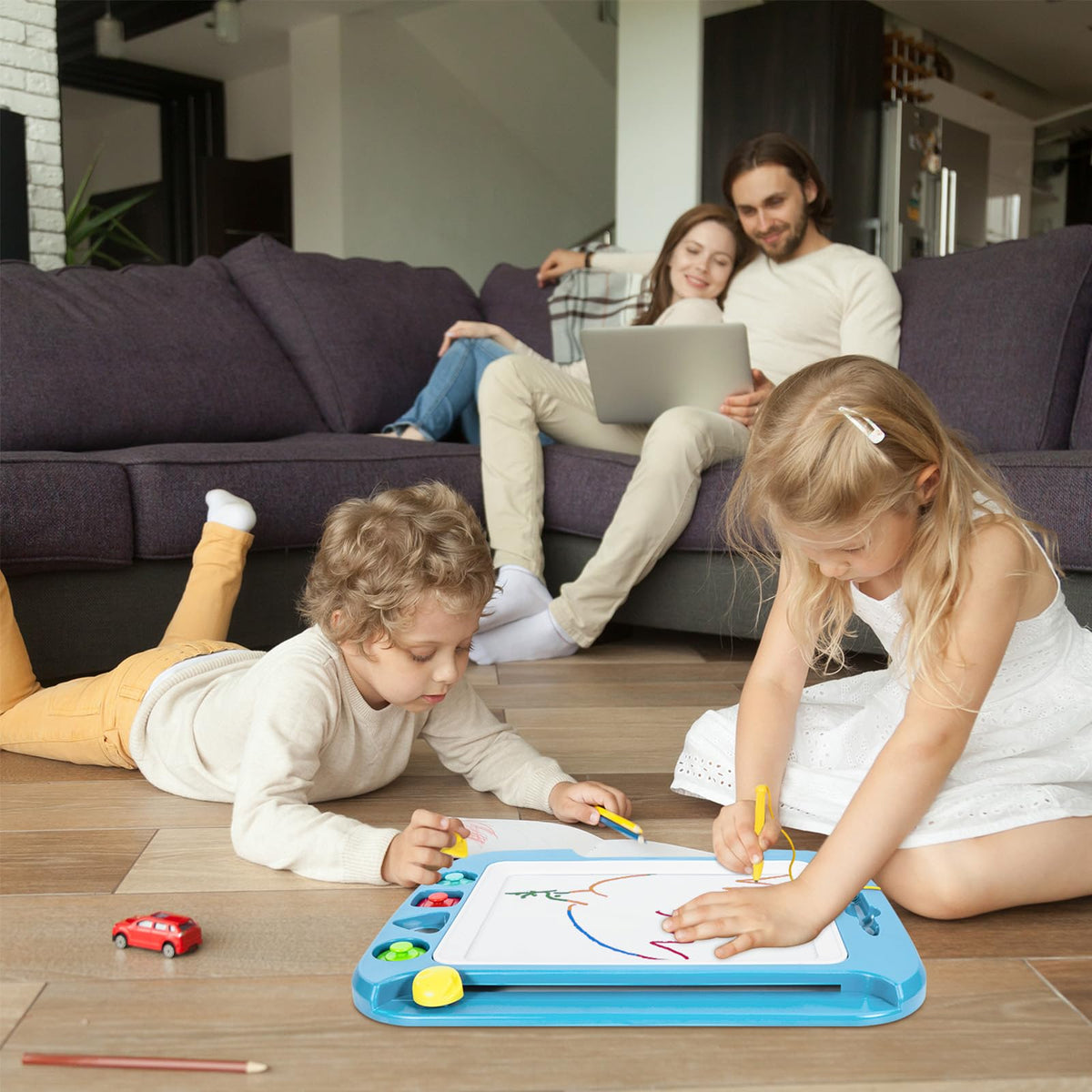 Durable ABS and PS plastic construction supports everyday play