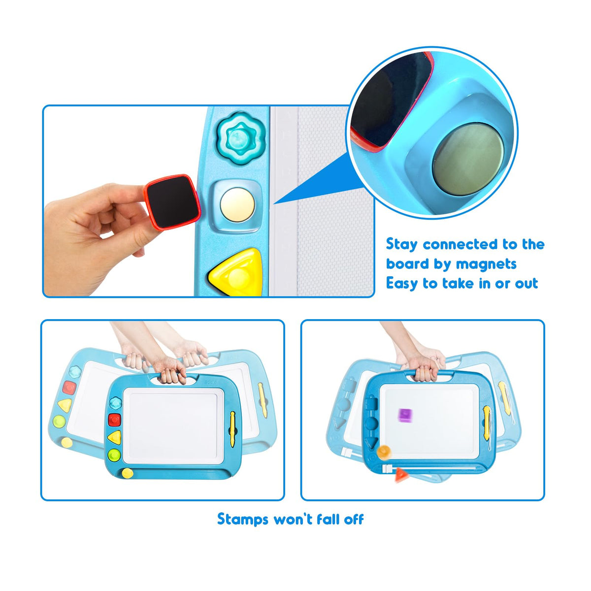 Large eraser glides smoothly on SGILE board for corrections